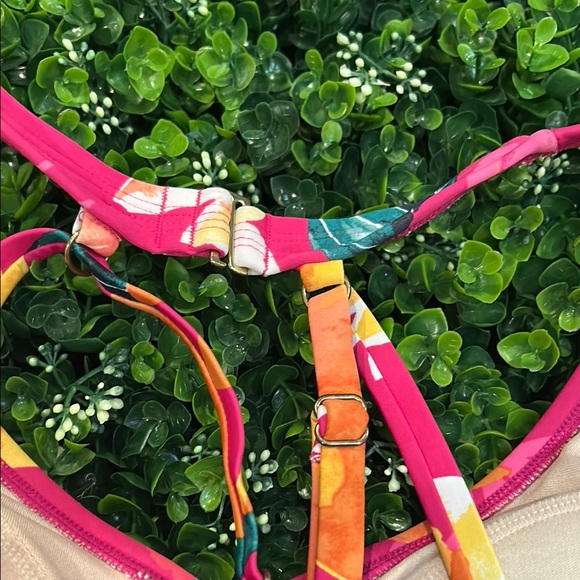 Floral One-Piece Swimsuit - Pink and Orange - Picture 4 of 8